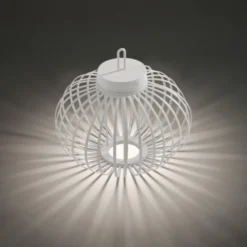 LED Tischleuchte D=36cm weiß Akkulampe USB IP44 dimmbar per Touch