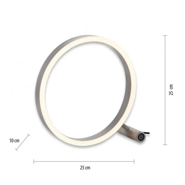 LED Tischleuchte, dimmbar, Touchdimmer, aluminium, warmweiß, rund