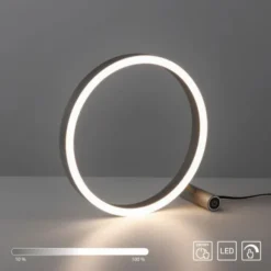 LED Tischleuchte, dimmbar, Touchdimmer, aluminium, warmweiß, rund