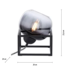 LED Tischleuchte 1 flammig schwarz Rauchglas modern Wohnlampe