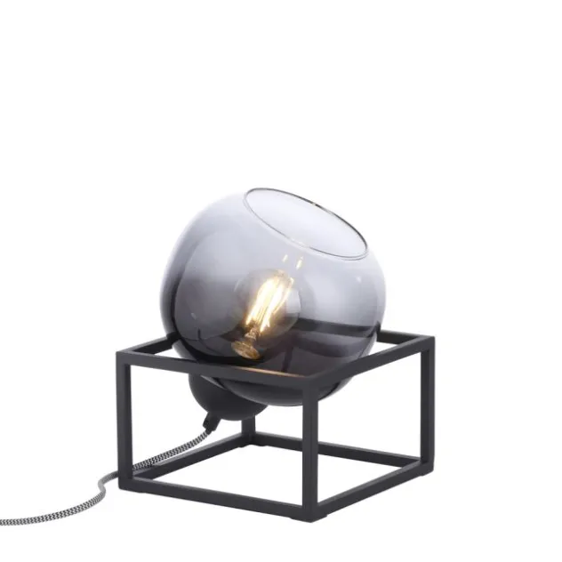 LED Tischleuchte 1 flammig schwarz Rauchglas modern Wohnlampe