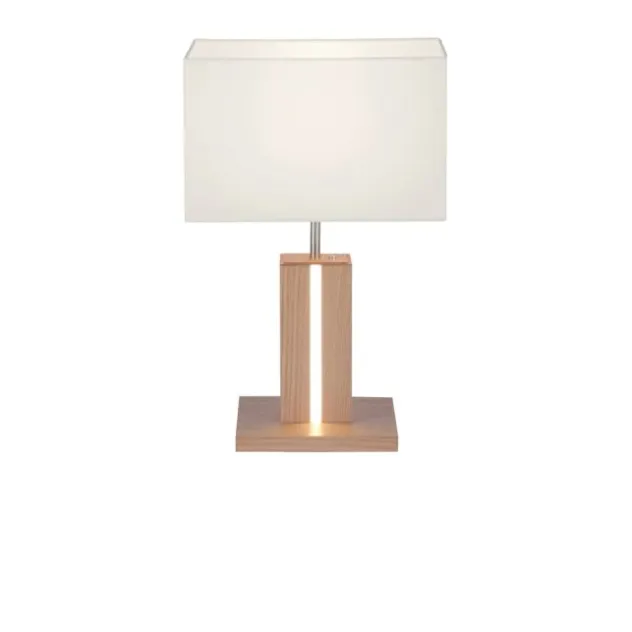 LED-Tischleuchte, Holzdekor, CCT Farbmanagement, dimmbar, Wippschalter