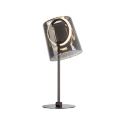 LED Tischleuchte Kaffee Farbe dimmbar per Schnurdimmer Rauchglas