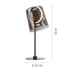 LED Tischleuchte Kaffee Farbe dimmbar per Schnurdimmer Rauchglas