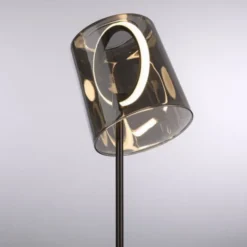 LED Tischleuchte Kaffee Farbe dimmbar per Schnurdimmer Rauchglas
