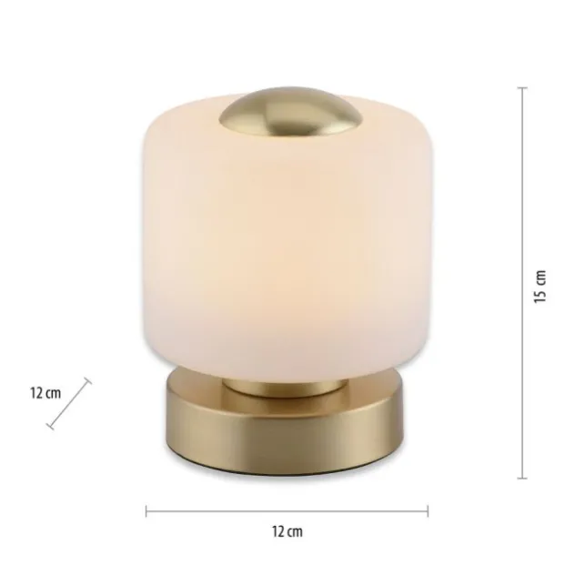 LED Tischleuchte messing farbig rund Touchdimmer zeitloses Design