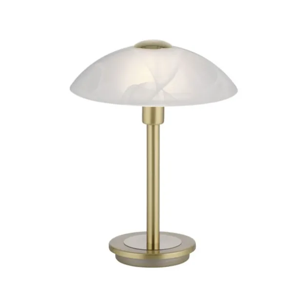 LED Tischleuchte messing matt Alabaster Dekor Glas 3 Stufen Touchdimmer