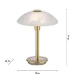 LED Tischleuchte messing matt Alabaster Dekor Glas 3 Stufen Touchdimmer