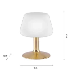 LED-Tischleuchte, messing-matt, Opalglas, Touchdimmer, dimmbar