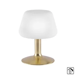 LED-Tischleuchte, messing-matt, Opalglas, Touchdimmer, dimmbar