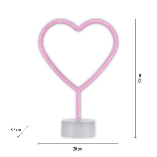 LED Tischleuchte pink Herz Batterie mit Schalter Dekorationsleuchte