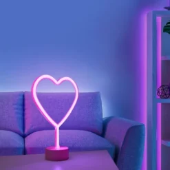 LED Tischleuchte pink Herz Batterie mit Schalter Dekorationsleuchte
