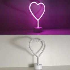 LED Tischleuchte pink Herz Batterie mit Schalter Dekorationsleuchte