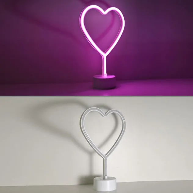 LED Tischleuchte pink Herz Batterie mit Schalter Dekorationsleuchte