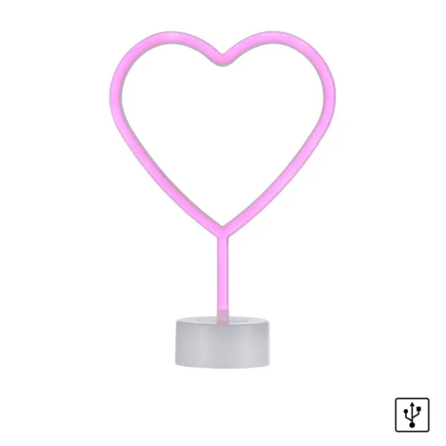 LED Tischleuchte pink Herz Batterie mit Schalter Dekorationsleuchte