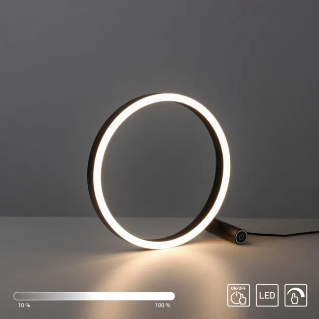 LED Tischleuchte, rund, anthrazit, dimmbar, modern, Design