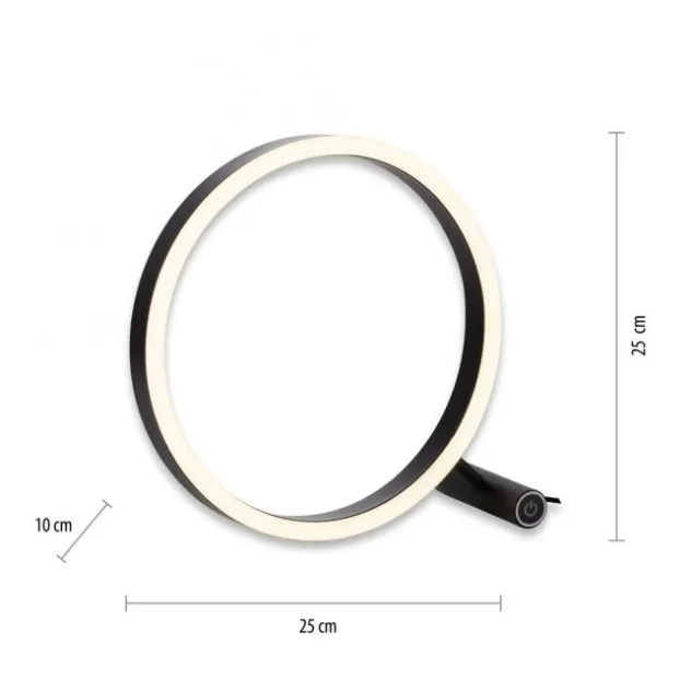 LED Tischleuchte, rund, anthrazit, dimmbar, modern, Design