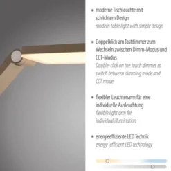 LED Tischleuchte SAMSKY, bronce, dimmbar, Touchdimmer, höhenverstellbar, Memoryfunktion