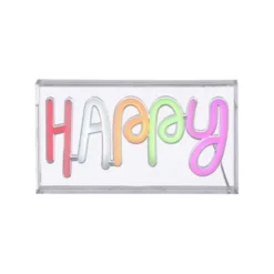 LED Tischleuchte Schriftzug Happy mehrfarbig USB Schalter dekorativ