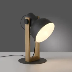 LED Tischleuchte schwarz Akazienholz höhenverstellbar Industrial