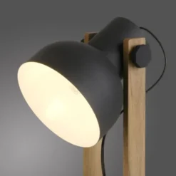 LED Tischleuchte schwarz Akazienholz höhenverstellbar Industrial