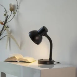 LED Tischleuchte schwarz Beistellampe Schalter Schreibtisch Nachttisch