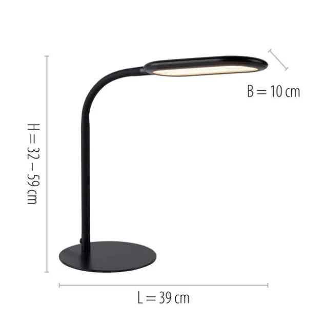 LED Tischleuchte, schwarz, CCT, dimmbar, Innenleuchte, IP20