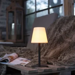 LED Tischleuchte, schwarz, dimmbar, modern, inkl. Zugschalter, kabellos