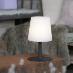 LED Tischleuchte, schwarz, dimmbar, modern, inkl. Zugschalter, kabellos