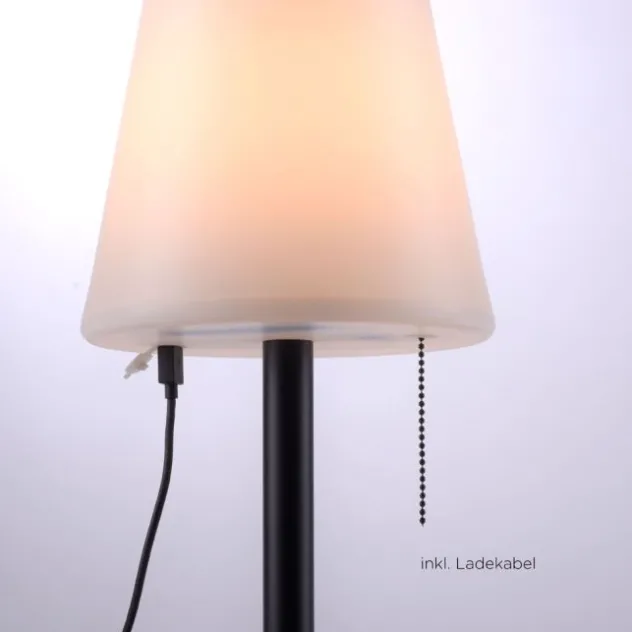 LED Tischleuchte, schwarz, dimmbar, modern, inkl. Zugschalter, kabellos