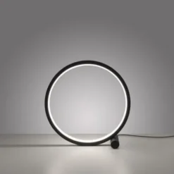 LED Tischleuchte schwarz ring minimalistisch Schnurschalter Beistellampe