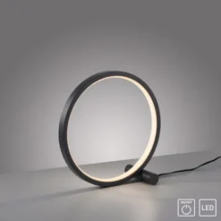 LED Tischleuchte schwarz ring minimalistisch Schnurschalter Beistellampe
