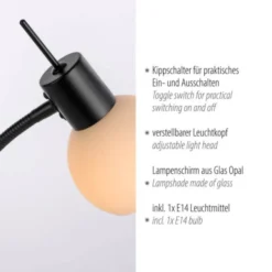 LED Tischleuchte schwarz Schalter flexibel verstellbar Beistelllampe