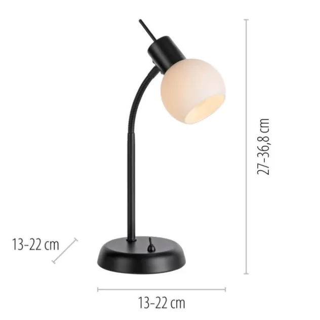 LED Tischleuchte schwarz Schalter flexibel verstellbar Beistelllampe