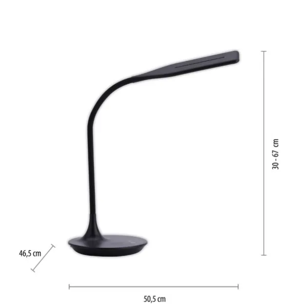 LED-Tischleuchte, schwarz, Touch-Dimmer, Lichtfarbsteuerung, modern