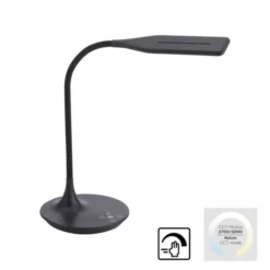 LED-Tischleuchte, schwarz, Touch-Dimmer, Lichtfarbsteuerung, modern