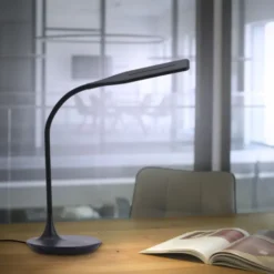 LED-Tischleuchte, schwarz, Touch-Dimmer, Lichtfarbsteuerung, modern