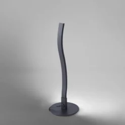 LED-Tischleuchte, schwarz, Wellenform, warmweiße Lichtfarbe, modern