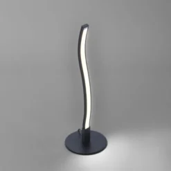 LED-Tischleuchte, schwarz, Wellenform, warmweiße Lichtfarbe, modern