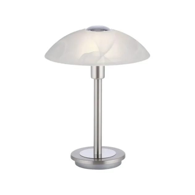 LED Tischleuchte silber Alabaster Dekor Glas 3 Stufen Touchdimmer