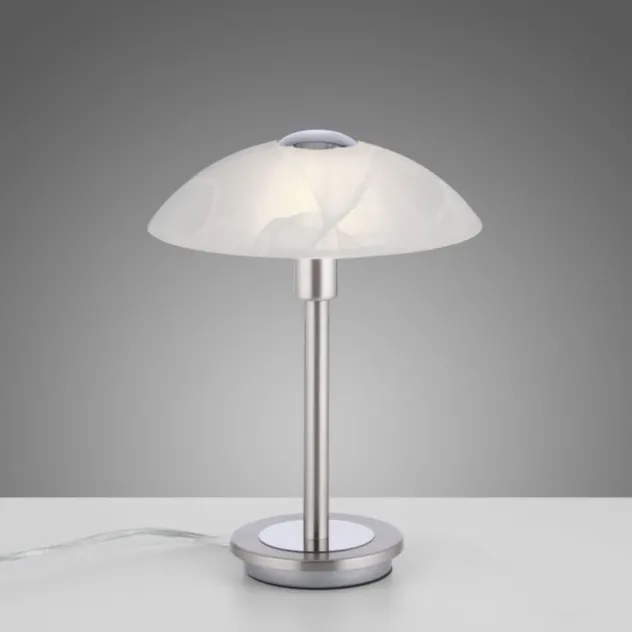 LED Tischleuchte silber Alabaster Dekor Glas 3 Stufen Touchdimmer