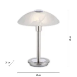 LED Tischleuchte silber Alabaster Dekor Glas 3 Stufen Touchdimmer