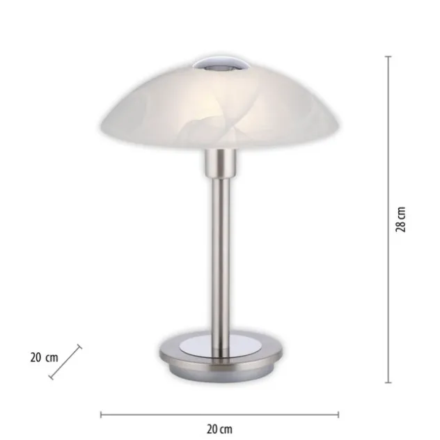 LED Tischleuchte silber Alabaster Dekor Glas 3 Stufen Touchdimmer