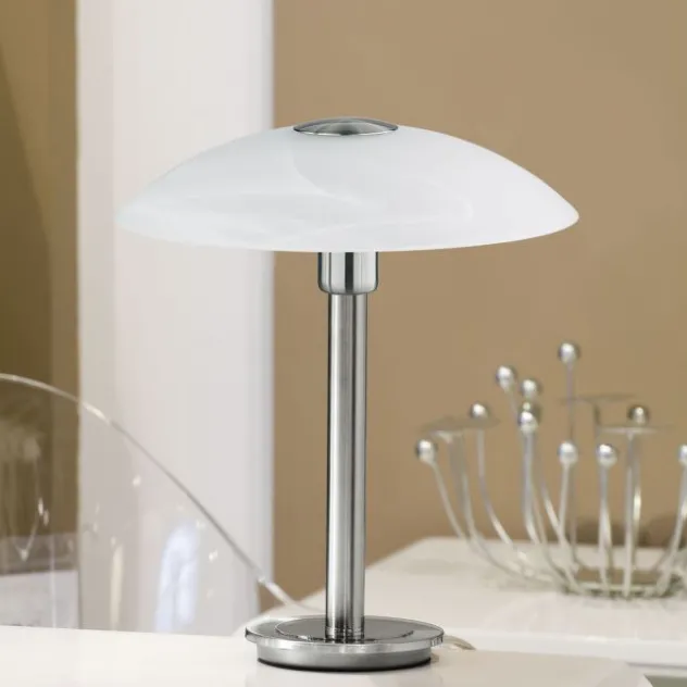 LED Tischleuchte silber Alabaster Dekor Glas 3 Stufen Touchdimmer