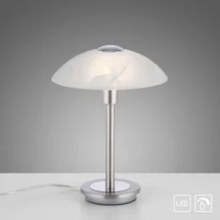 LED Tischleuchte silber Alabaster Dekor Glas 3 Stufen Touchdimmer