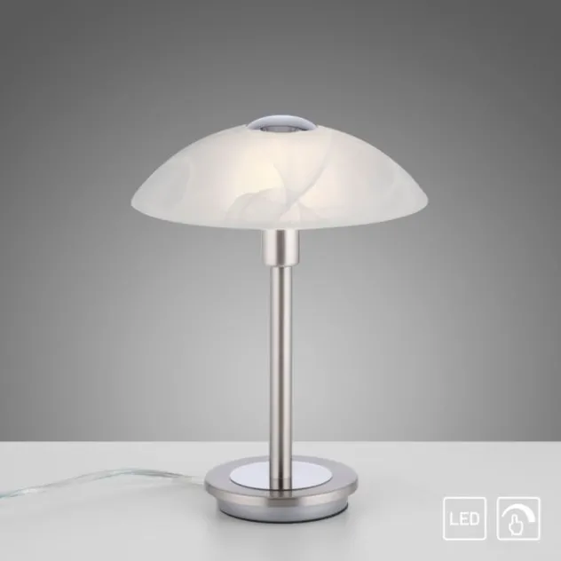 LED Tischleuchte silber Alabaster Dekor Glas 3 Stufen Touchdimmer