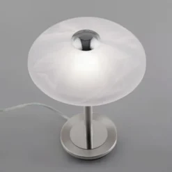 LED Tischleuchte silber Alabaster Dekor Glas 3 Stufen Touchdimmer