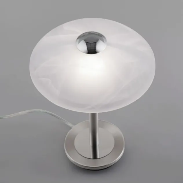 LED Tischleuchte silber Alabaster Dekor Glas 3 Stufen Touchdimmer