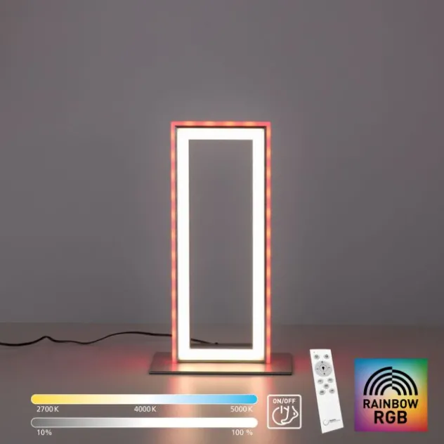 LED Tischleuchte silberfarbig Schnurschalter Rainbow RGB Fernbedienung