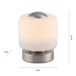 LED Tischleuchte silber farbig rund Touchdimmer zeitloses Design